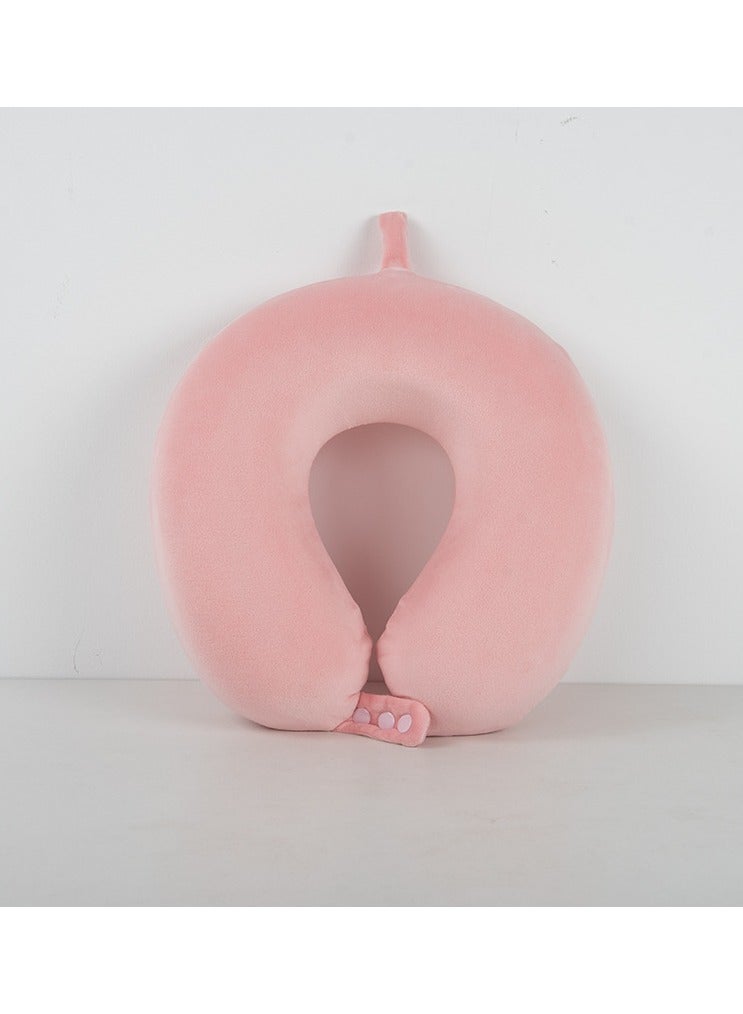 إسكدنيا Travel Neck Pillow, Memory Foam Neck Pillow Support Pillow, Sleeping Rest Cushion Ideal for Airplanes, Cars, and Home Recliners, Adjustable and Soft (Pink) - Image 2