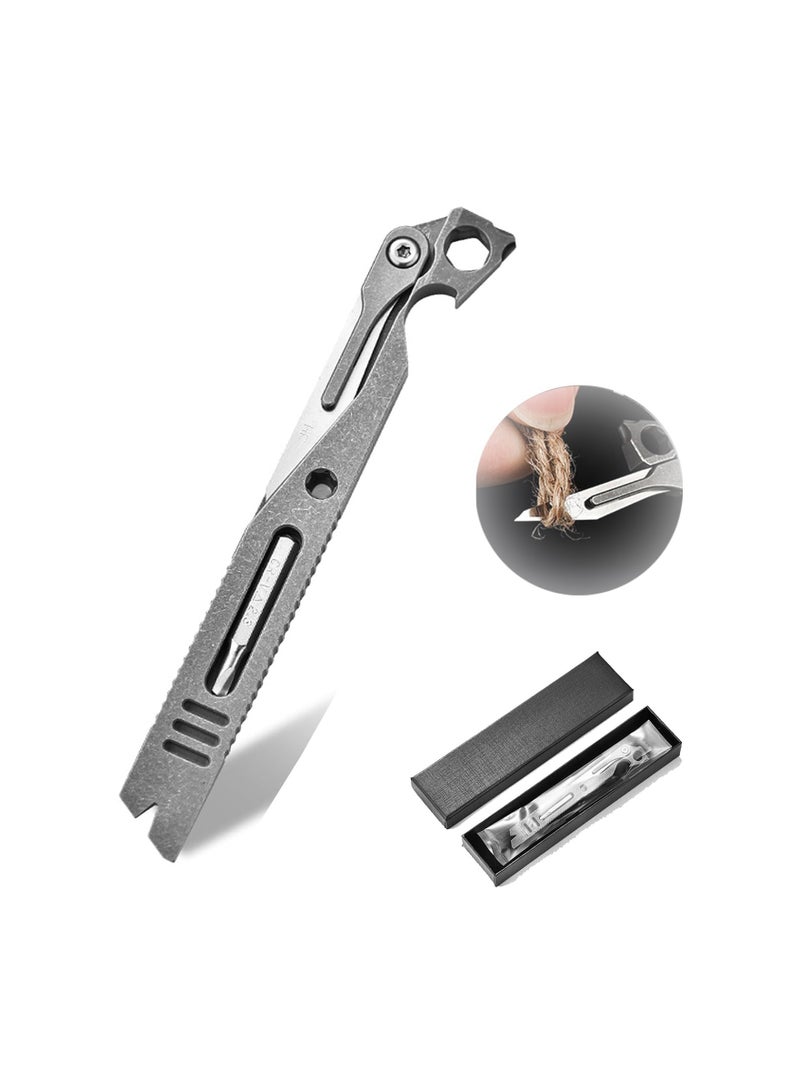 Titanium EDC Pry Bar Multitool - Pocket Keychain Tool with Bottle Opener, Box Cutter, Screwdriver, and Emergency Utility Knife for Outdoor Camping and Everyday Use. - Image 1
