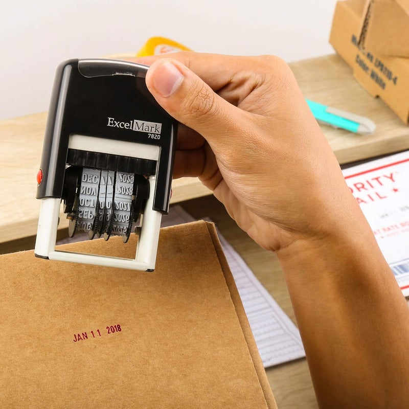ExcelMark 7820 Self-Inking Rubber Date Stamp – Great for Shipping, Receiving, Expiration and Due Dates (Red Ink) - Image 4