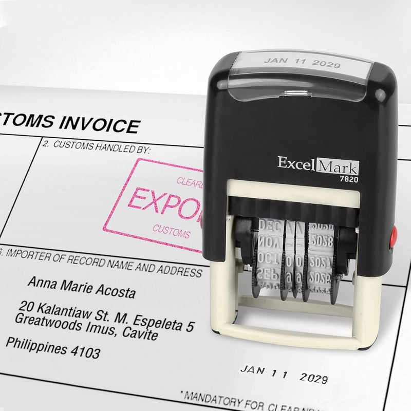 ExcelMark 7820 Self-Inking Rubber Date Stamp – Great for Shipping, Receiving, Expiration and Due Dates (Red Ink) - Image 5