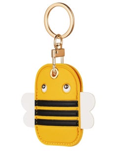 360° Protective Case for AirTag Cartoon Bee Leather AirTag Keyring Case For Apple Airtag Holder Lightweight Anti Scratch Easy Installation Soft Full Body Shockproof for Luggage Keys Dog Collar