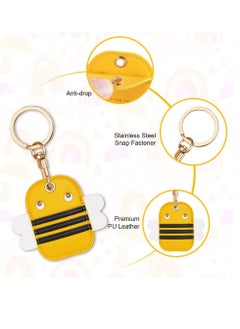 SYOSI 360° Protective Case for AirTag Cartoon Bee Leather AirTag Keyring Case For Apple Airtag Holder Lightweight Anti Scratch Easy Installation Soft Full Body Shockproof for Luggage Keys Dog Collar  - Image 4