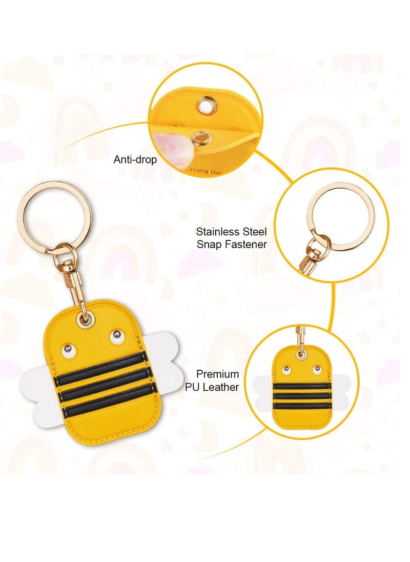 SYOSI - 360° Protective Case for AirTag Cartoon Bee Leather AirTag Keyring Case For Apple Airtag Holder Lightweight Anti Scratch Easy Installation Soft Full Body Shockproof for Luggage Keys Dog Collar - Image 1
