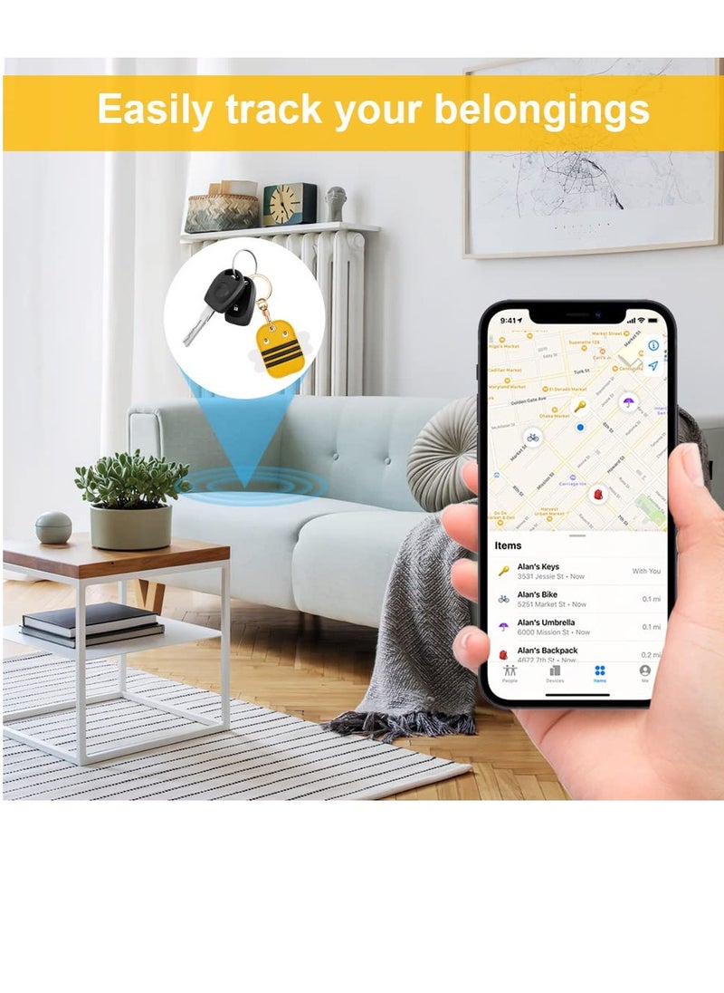 SYOSI - 360° Protective Case for AirTag Cartoon Bee Leather AirTag Keyring Case For Apple Airtag Holder Lightweight Anti Scratch Easy Installation Soft Full Body Shockproof for Luggage Keys Dog Collar - Image 1