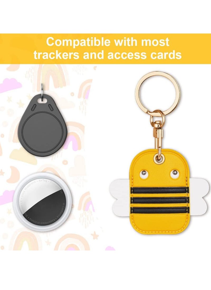 SYOSI - 360° Protective Case for AirTag Cartoon Bee Leather AirTag Keyring Case For Apple Airtag Holder Lightweight Anti Scratch Easy Installation Soft Full Body Shockproof for Luggage Keys Dog Collar - Image 1