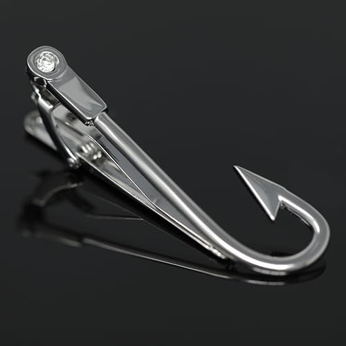 MENDEPOT Fishing Hook Tie Clip Rhodium Plated Nolvety Fishhook Tie Clip With Box - Image 4