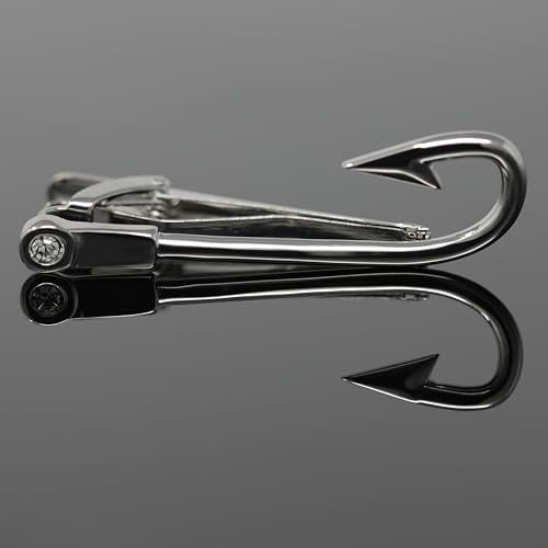MENDEPOT Fishing Hook Tie Clip Rhodium Plated Nolvety Fishhook Tie Clip With Box - Image 5