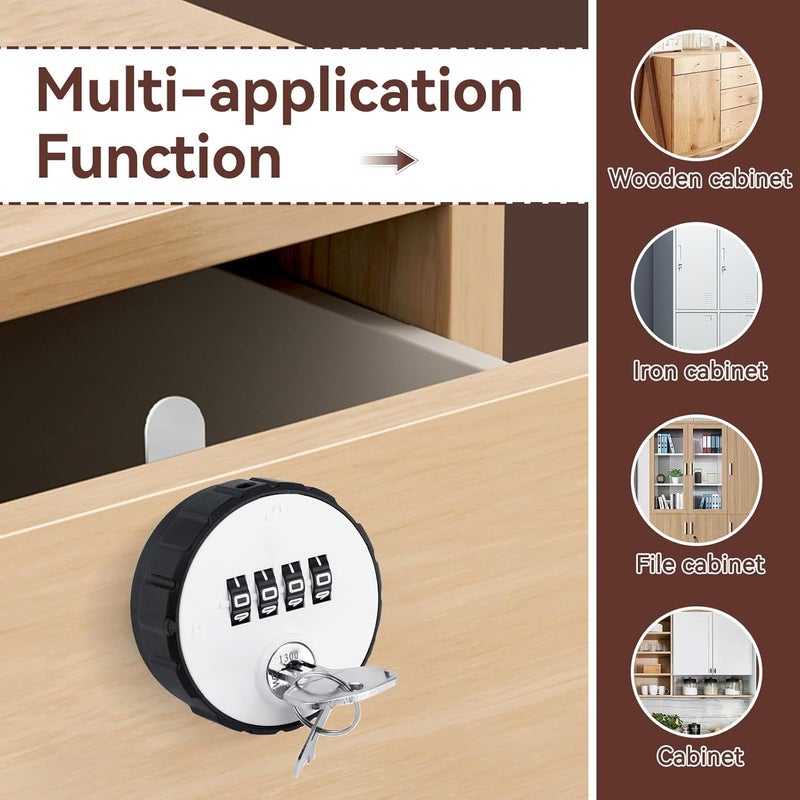 4 Pack Combination Cabinet Lock, Digital Cabinet Lock with Code Zinc Alloy Combination Cam Cylinder Coded with Key for Drawers Box Mailbox (36mm) - Image 2