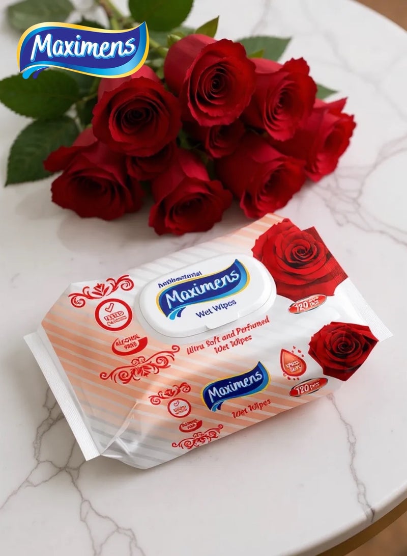Maximens 2 Packs + 1 Free Of 120 High Quality Ultra Soft Antibacterial Purple Rose Wet Wipes - Image 4