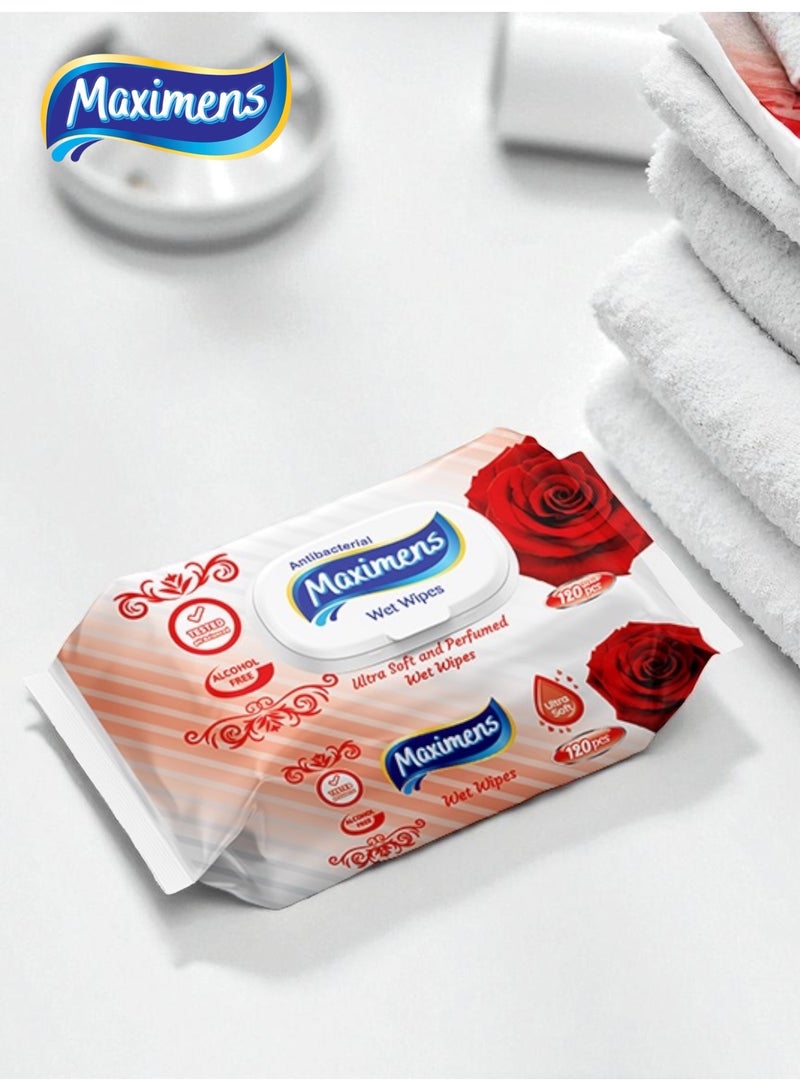 Maximens 2 Packs + 1 Free Of 120 High Quality Ultra Soft Antibacterial Purple Rose Wet Wipes - Image 5