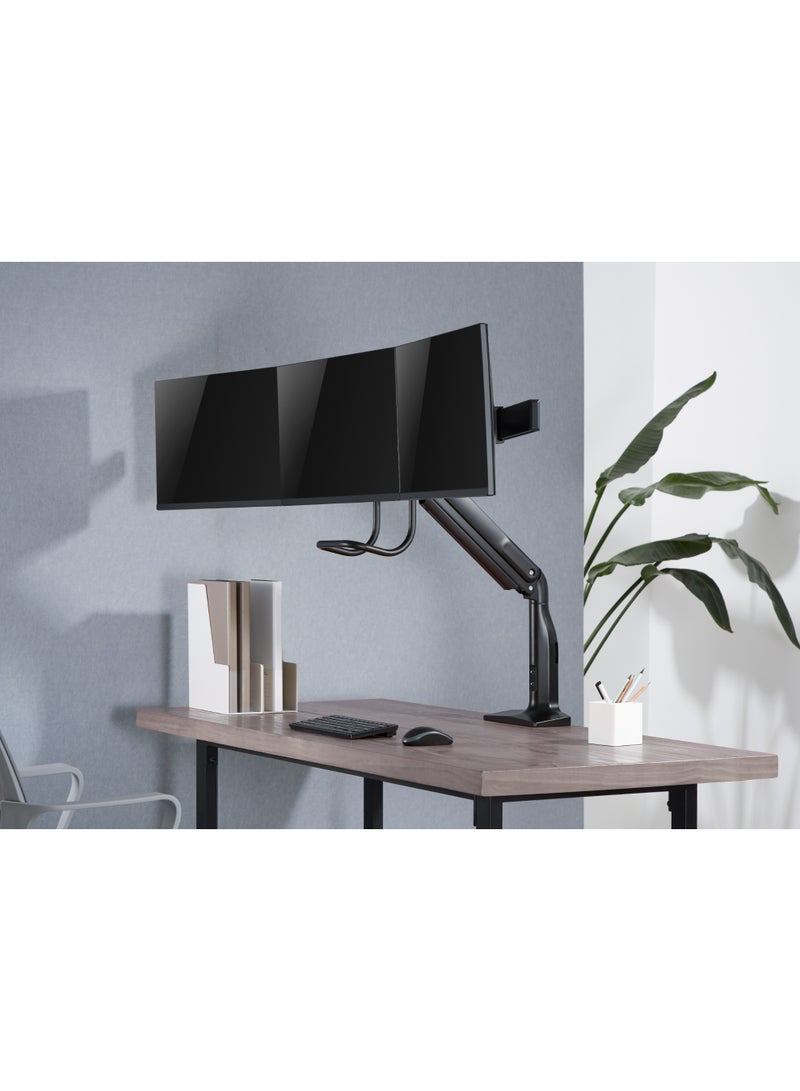 Skill Tech Skilltech SH43 C031U Gas Spring Triple Monitor Arm for 17–32" Screens | 0–6.5kg Capacity | Full Motion Tilt/Swivel/Rotation | VESA 100×100 | Clamp & Grommet Mount – Matte Black - Image 4