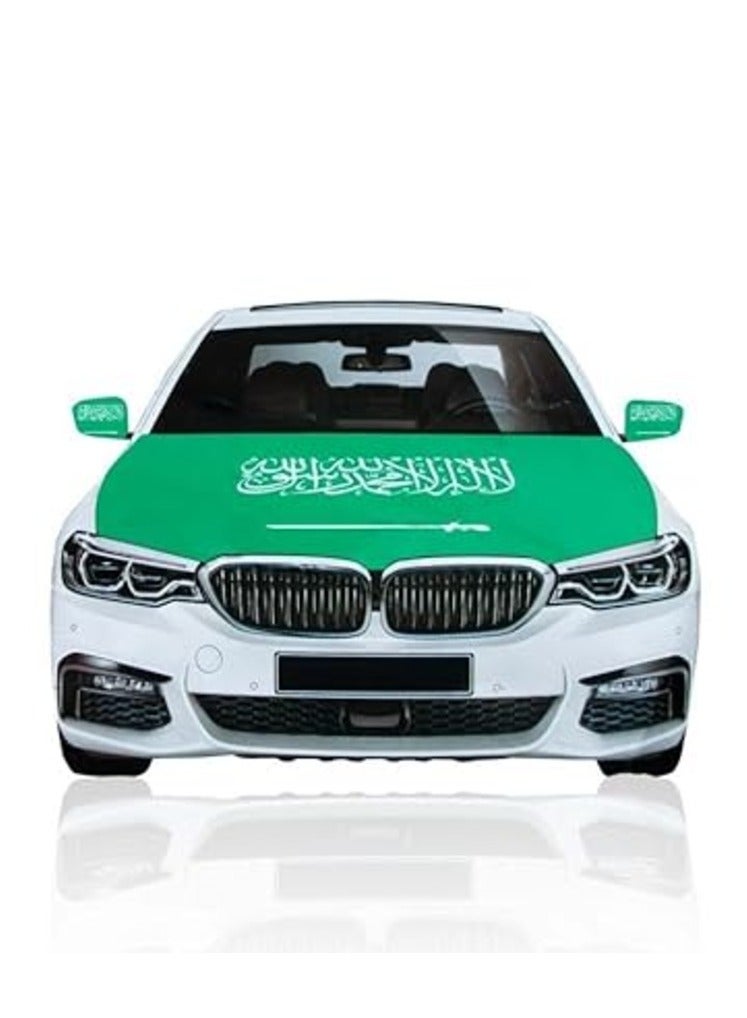 Car Flag, Saudi Flag On The Car, Car Hood Cover For Saudi National Day, Large Size Suitable For All Cars - Image 1