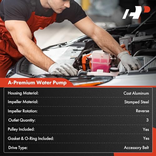 A-Premium Engine Water Pump W/Pulley & Gasket [OHV 8,6Cyl, 3.9 5.2 5.9L] Compatible with Dodge, Jeep - Grand Cherokee, Durango, Dakota, Ram 1500 Pickup, B150, B3500 & More, Replace# AW7160, 4851178AA - Image 2