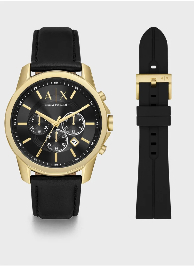 Armani Exchange Leather Strap Analog Watch