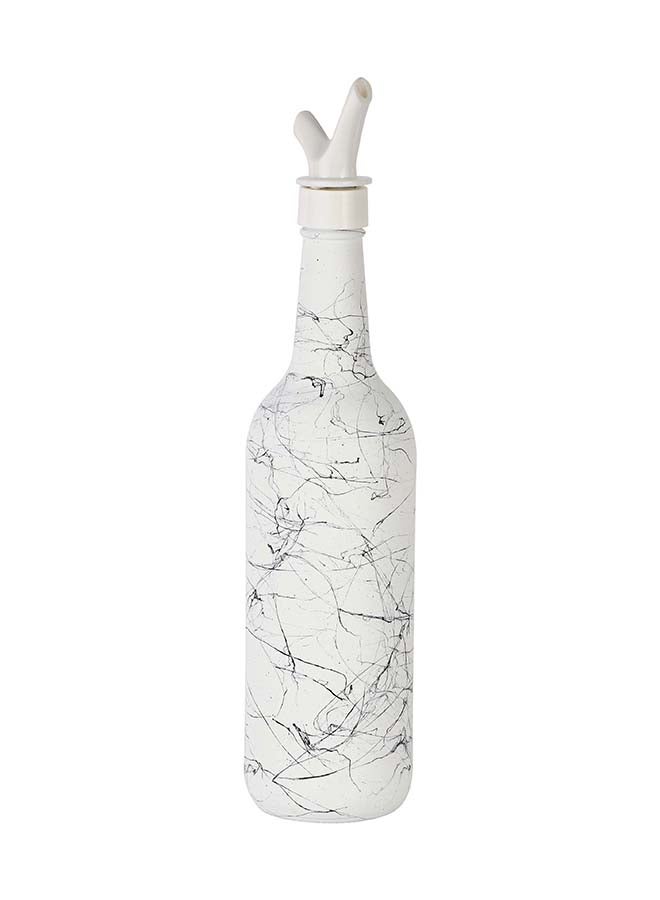 Royalford 750ML Glass Oil Bottle RF11770 Stylish Marble Design with Matte Design, Perfect for Dispensing Oil, Vinegar, Olive Oil, Spices, Etc. With PP Lid and Pouring Spout White Multicolor 750ml - Image 1