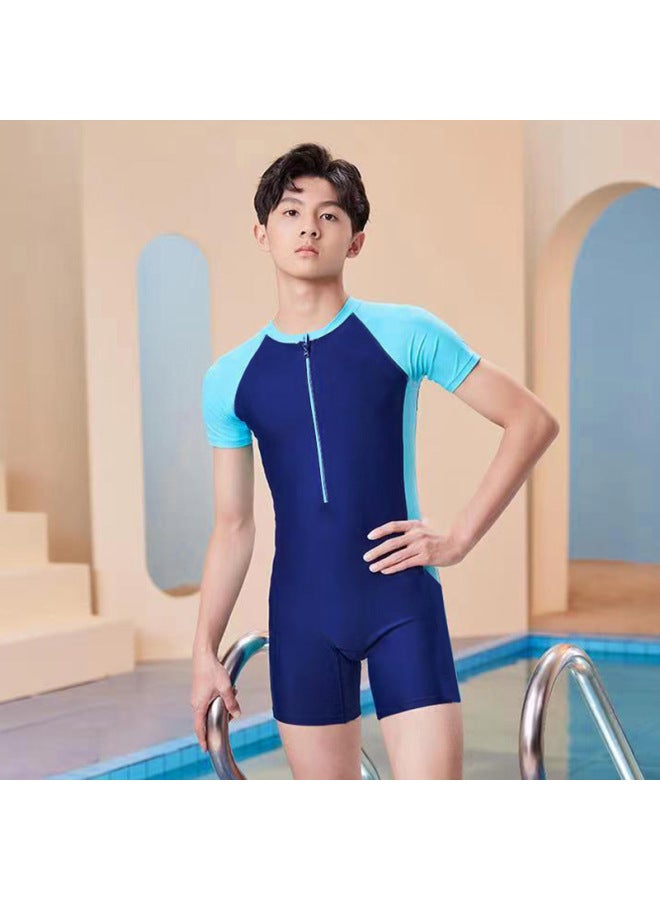 إسكدنيا ملابس سباحة للأطفال من سن 4 إلى 16 عامًا للأولاد والبنات من قطعة واحدة ملابس سباحة للأطفال والفتيات الصغيرات بالجملة - اللون: أزرق - - Image 1