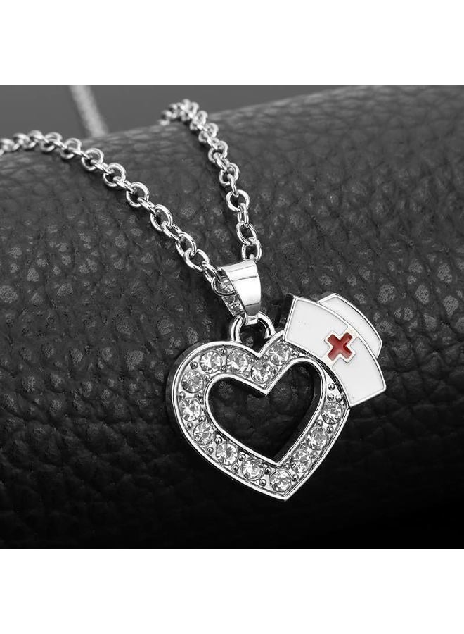 YangQian Nurse Cap Necklace Gift for Nurses Female Nurse Day Heart Pendant Necklace Gift for Nursing Students Nurse Birthday Graduation Gifts for Nursing Intern Appreciation Gift - Image 4