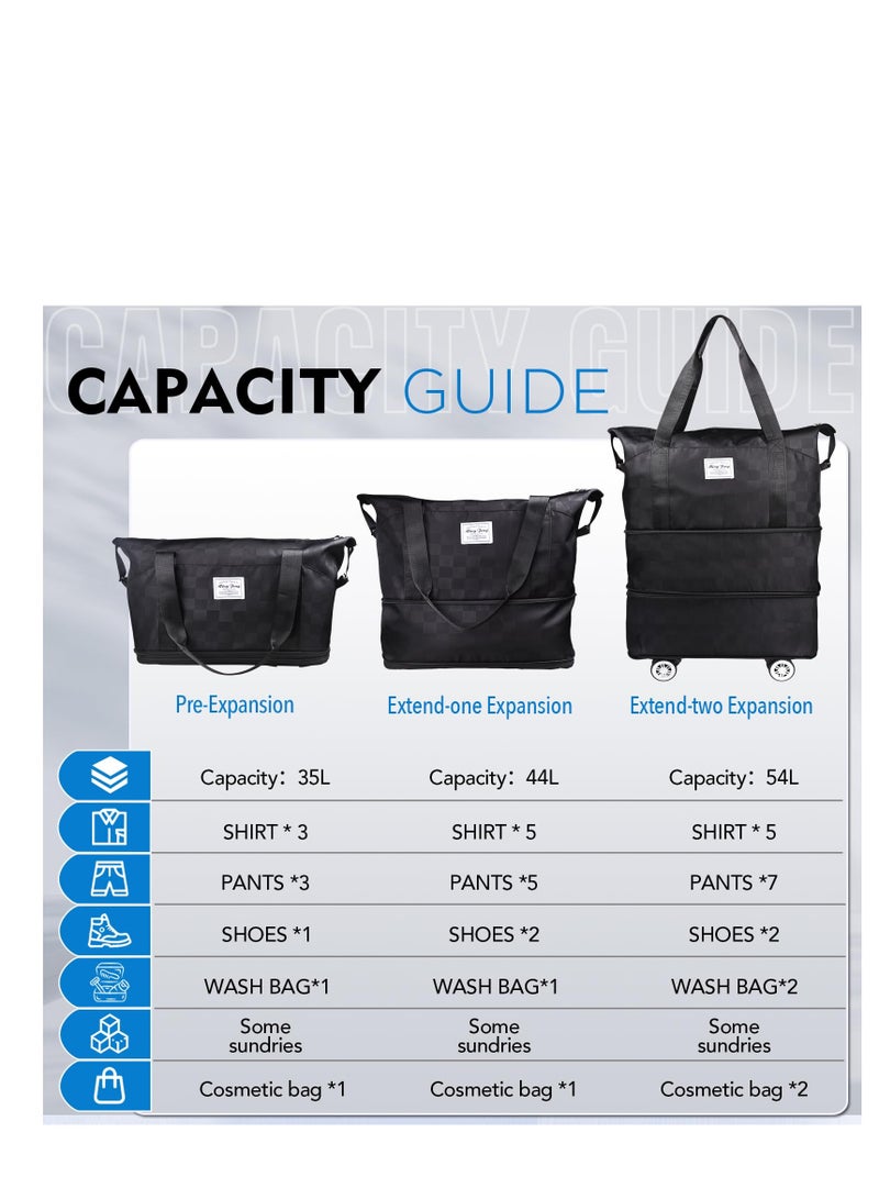 Suitcases with Wheels Luggage Bag Expandable Foldable Wear-Resistant Detachable Rolling Duffle Bags with Carry-On Large Capacity Suitcase Storage Tote Box for Men Women Travel or Business (Black)  - Image 2