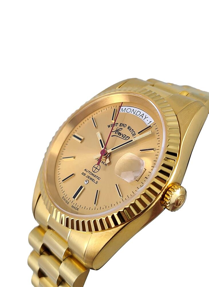 West End Watch Co - ساعة ويست إند كو صن راي بمينا بلون الشامبانيا بحركة أوتوماتيكية من الستانلس ستيل للرجال 6828_35_2708R 37 ملم - Image 1