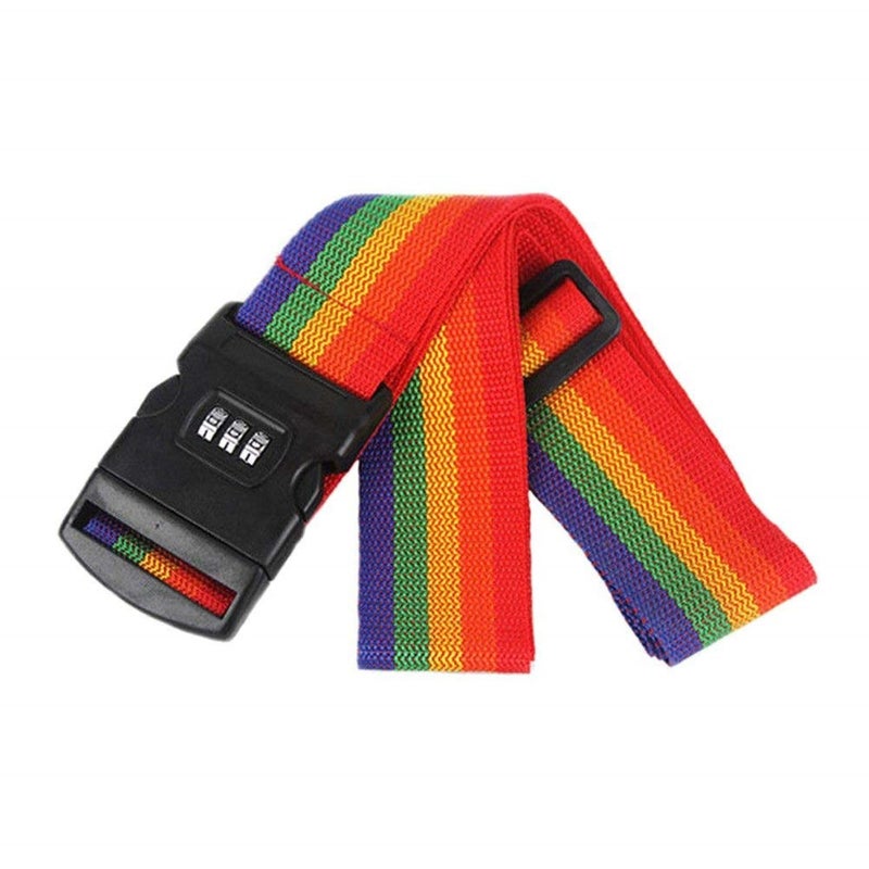 Inditradition Adjustable Nylon Luggage Strap Belt with Combination Number Lock, TSA Approved Suitcase Belt, 2 Meter (Rainbow Multicolor) - Pack of 1 - Image 2