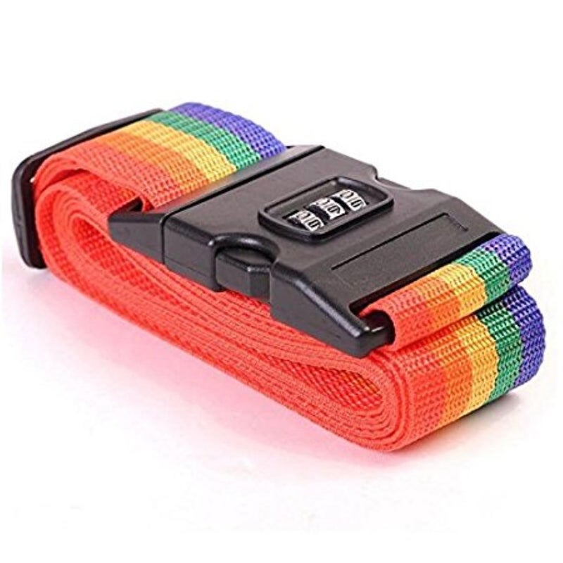 Inditradition Adjustable Nylon Luggage Strap Belt with Combination Number Lock, TSA Approved Suitcase Belt, 2 Meter (Rainbow Multicolor) - Pack of 1 - Image 1