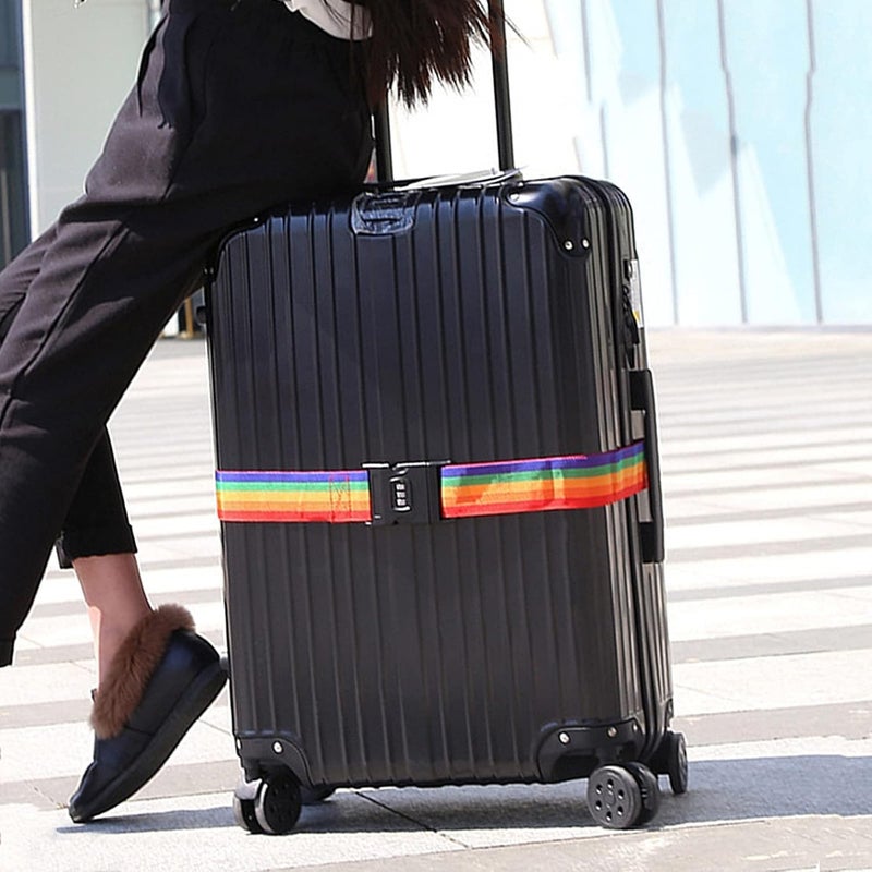Inditradition Adjustable Nylon Luggage Strap Belt with Combination Number Lock, TSA Approved Suitcase Belt, 2 Meter (Rainbow Multicolor) - Pack of 1 - Image 5
