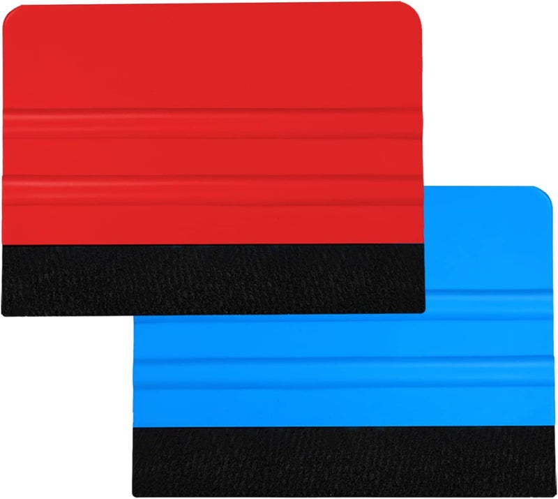 AIEX 2pcs Plastic Squeegee with Felt Edge, Decal Applicator Wallpaper Smoothing Tool Car Vinyl Wrap Scraper Craft Mini Squeegee - Image 1