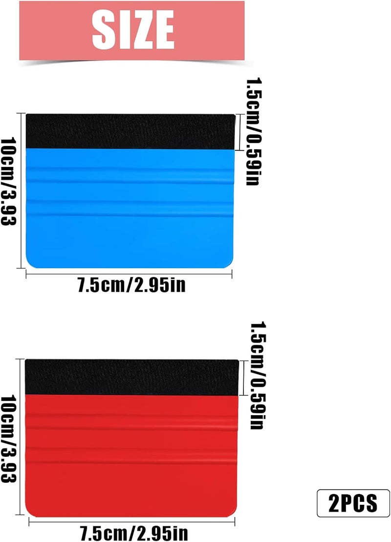 AIEX 2pcs Plastic Squeegee with Felt Edge, Decal Applicator Wallpaper Smoothing Tool Car Vinyl Wrap Scraper Craft Mini Squeegee - Image 2