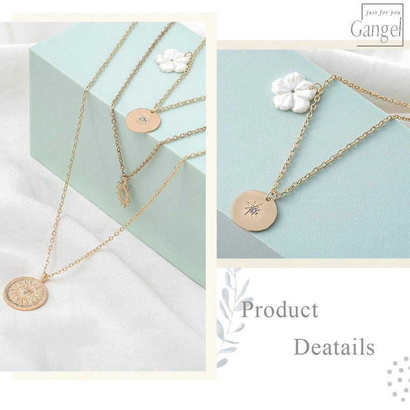 Gangel White Heishi Surfer Choker Layered Necklace Gold Flower Helios Necklace Choker Summer Pendant Jewelry for Women - Image 3