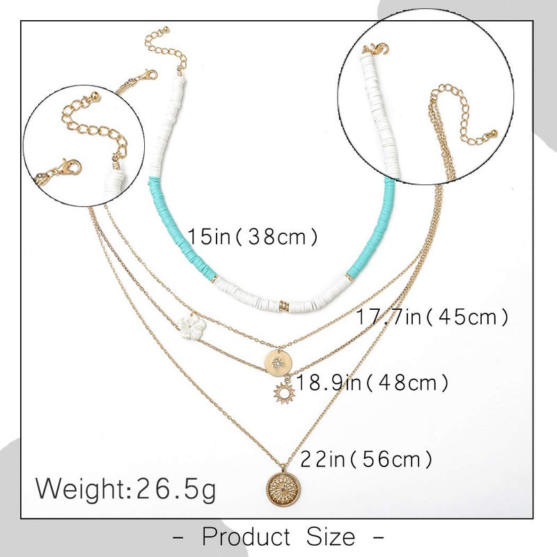 Gangel White Heishi Surfer Choker Layered Necklace Gold Flower Helios Necklace Choker Summer Pendant Jewelry for Women - Image 5