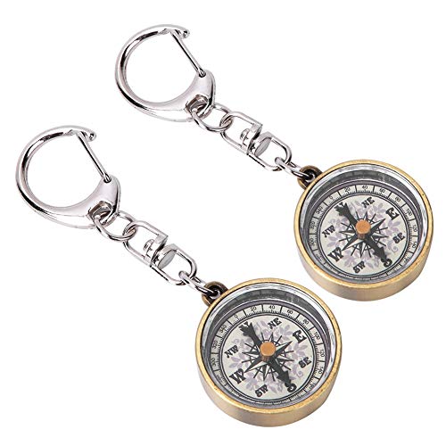 Vbestlife Keychain Compass, Pack of 2 Vintage Style Zinc Alloy Pocket Compass Navigation Tool for Outdoor Camping Hiking - Image 2