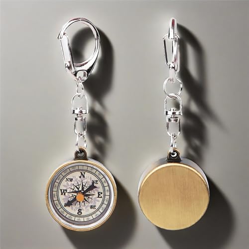 Vbestlife Keychain Compass, Pack of 2 Vintage Style Zinc Alloy Pocket Compass Navigation Tool for Outdoor Camping Hiking - Image 1
