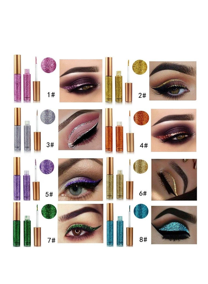 SYOSI كحل سائل لامع لامع لامع ظلال عيون بلون بني لامع مقاوم للماء للوجه والشفاه ومكياج الحفلات والمهرجانات 10 ألوان - Image 5