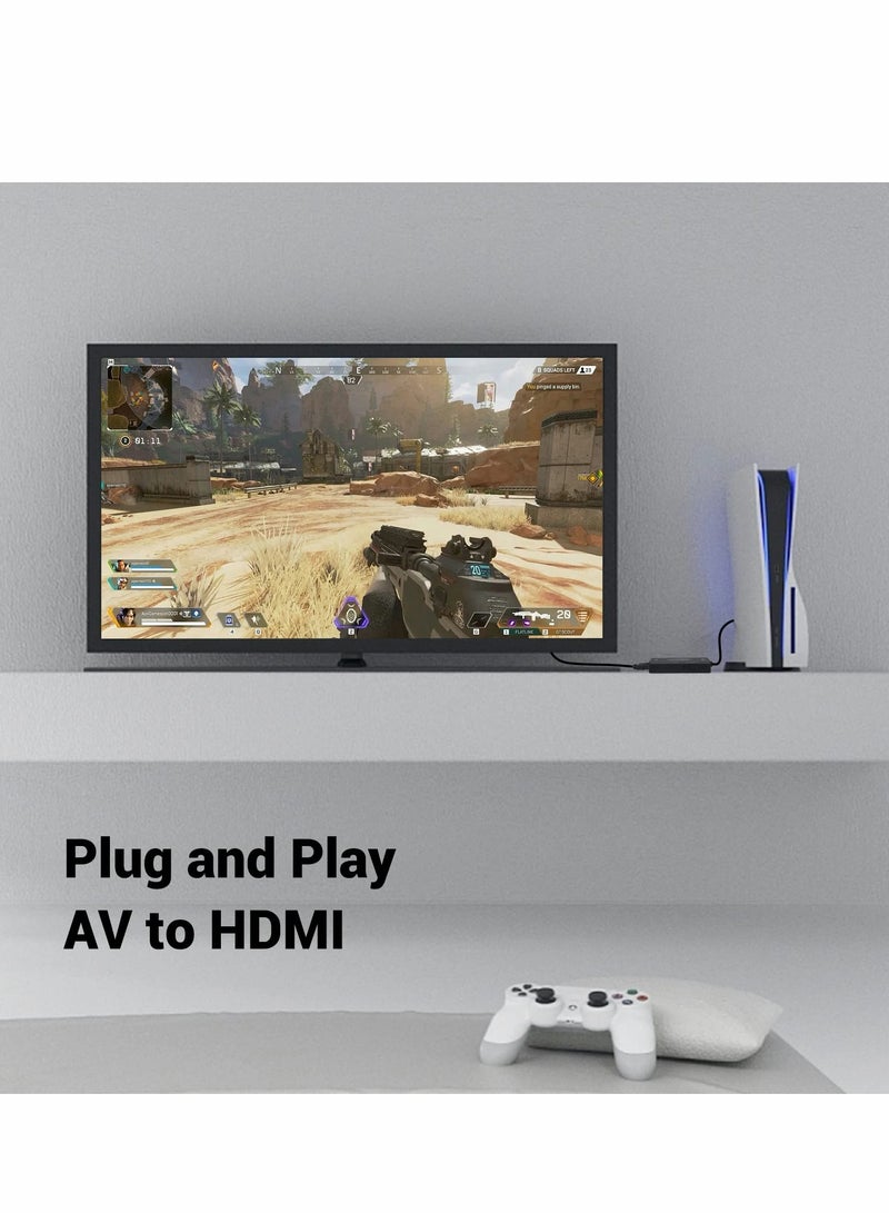 محول RCA إلى HDMI ، محول AV إلى HDMI ، يدعم 1080P PAL / NTSC محول الفيديو والصوت المركب لجهاز WII و WII U و PS One و PS2 و PS3 و STB و Xbox و VHS و VCR و Blu-Ray DVD - Image 4