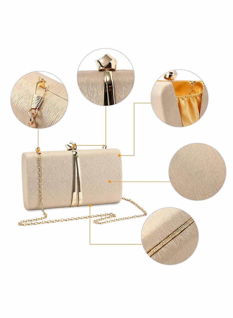 واي آند دي Clutch Bag, Gold Ladies Evening Bag with Backpack Chain, Elegant Envelope for Wedding Party Banquets - Image 5