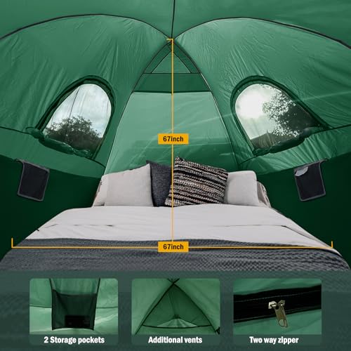Qualencey Pickup Truck Tent with Awning Shade,Waterproof PU5000mm Oxford for 5.5-6.3 FT Truck Bed for Camping Travel Outdoor Activities for Chevy Silverado 1500,Ram 1500/Dakota,F150,GMC 1500,Titan,Tundra(Green) - Image 3