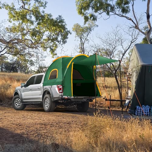 Qualencey Pickup Truck Tent with Awning Shade,Waterproof PU5000mm Oxford for 5.5-6.3 FT Truck Bed for Camping Travel Outdoor Activities for Chevy Silverado 1500,Ram 1500/Dakota,F150,GMC 1500,Titan,Tundra(Green) - Image 5