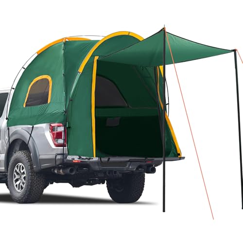 Qualencey Pickup Truck Tent with Awning Shade,Waterproof PU5000mm Oxford for 5.5-6.3 FT Truck Bed for Camping Travel Outdoor Activities for Chevy Silverado 1500,Ram 1500/Dakota,F150,GMC 1500,Titan,Tundra(Green) - Image 1