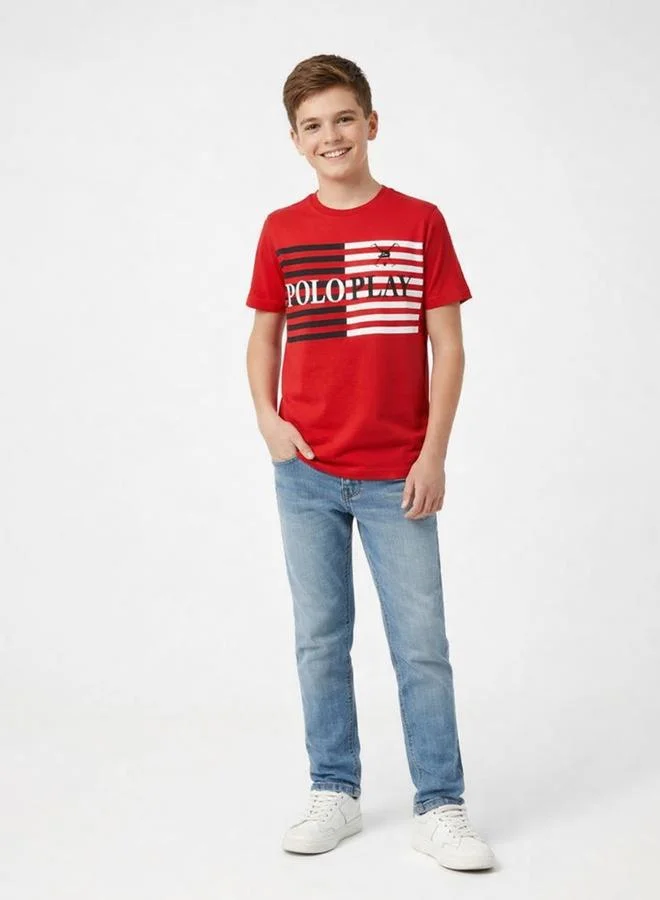 Polo Play Teen Boys Graphic Logo Crew Neck T-Shirt