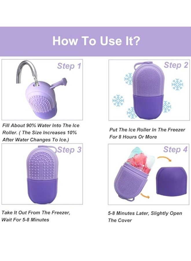 بكرة ثلج للوجه والعين أدوات العناية بالبشرة باستخدام بكرة الثلج ، تدليك الوجه التجميلي، تخفيف الانتفاخات (بنفسجى) - Image 3