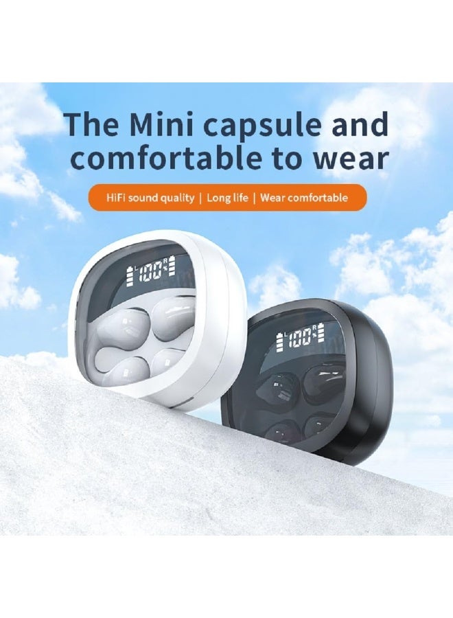 إتش إكس دي زومليون **سماعات بلوتوث لاسلكية بتصميم مشبك الأذن (Earcuffs Upgrade Plus)** – سماعات **TWS** بخطاف أذن مريح، توفر اتصالاً لاسلكيًا مستقرًا وصوتًا واضحًا للاستخدام اليومي. تتميز بتصميم عصري باللون الأبيض يضمن راحة أثناء الارتداء، مما يجعلها مناسبة للمكالمات، والاستماع إلى الموسيقى، والعمل، والرياضة، والتنقل. - Image 2