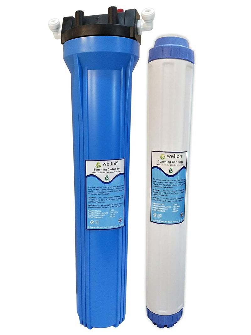 WELLON ويلون 20 بوصة جهاز تنقية المياه للمنزل بالكامل باللون الأزرق - Image 1