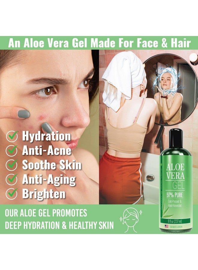 Green Leaf Naturals Aloe Vera Gel For Face & Hair Care Freshly Cut 100% Pure Aloe Premium Quality Usa Grown Vegan Unscented Natural Sunburn Relief Skin Care Face & Hair Care - Image 2