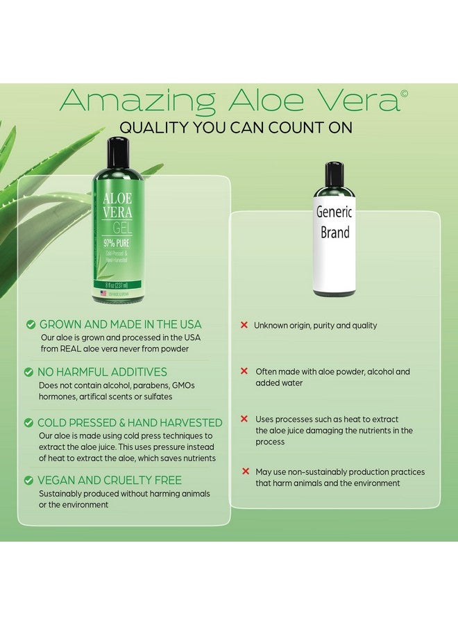 Green Leaf Naturals Aloe Vera Gel For Face & Hair Care Freshly Cut 100% Pure Aloe Premium Quality Usa Grown Vegan Unscented Natural Sunburn Relief Skin Care Face & Hair Care - Image 5