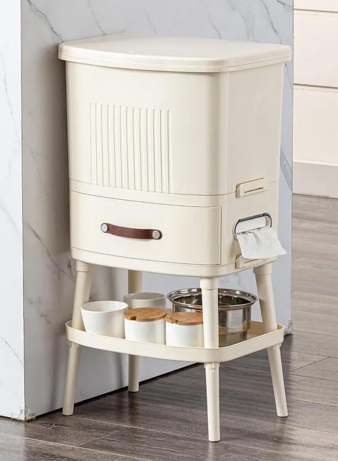 MIXEN 8 Gal Kitchen Trash Can with Lid, Large-Capacity Three-Layer Sorting Trash Bin with Removable Inner Bucket, Vertical Trash Can with Drawer&Tissue Holder, Waste Container with Leg - Image 1