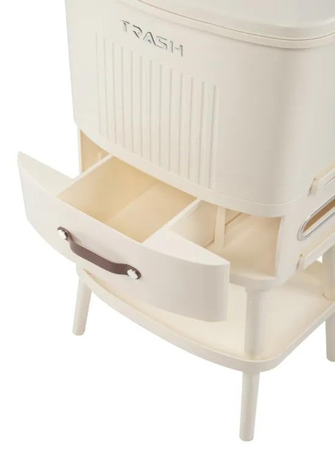 MIXEN 8 Gal Kitchen Trash Can with Lid, Large-Capacity Three-Layer Sorting Trash Bin with Removable Inner Bucket, Vertical Trash Can with Drawer&Tissue Holder, Waste Container with Leg - Image 3