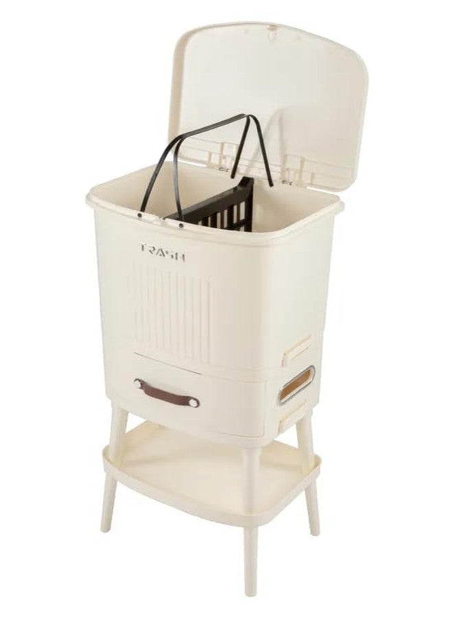 MIXEN 8 Gal Kitchen Trash Can with Lid, Large-Capacity Three-Layer Sorting Trash Bin with Removable Inner Bucket, Vertical Trash Can with Drawer&Tissue Holder, Waste Container with Leg - Image 5