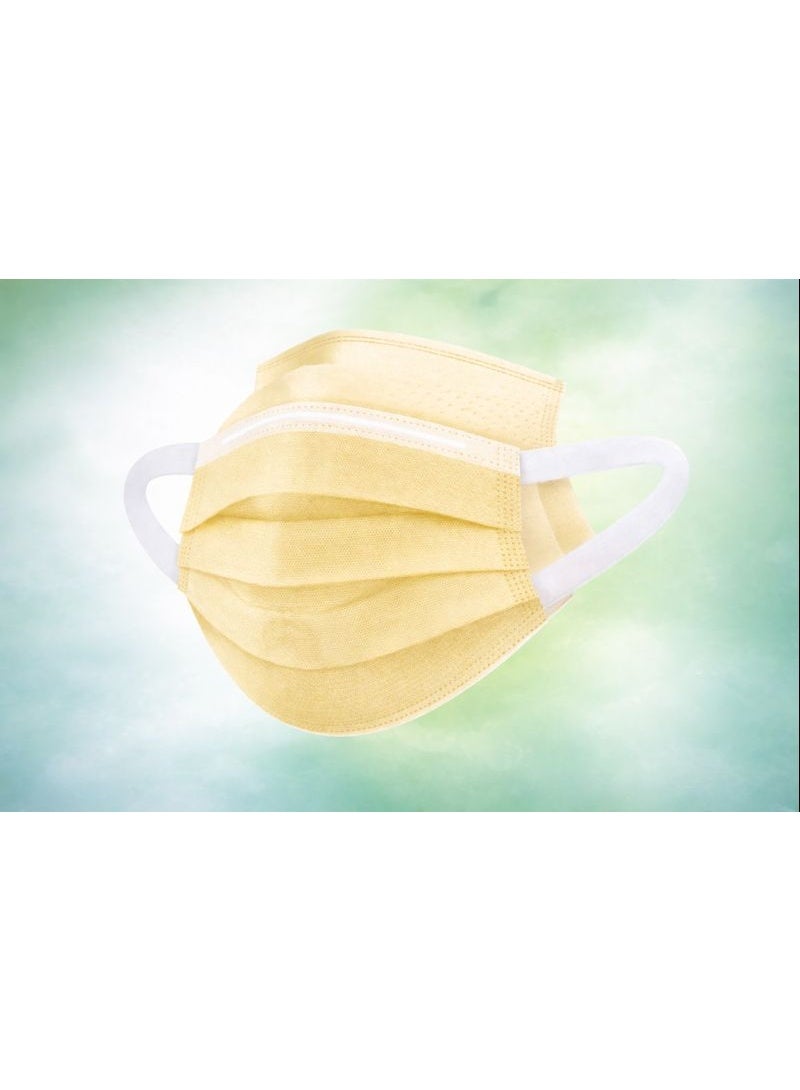 evony 3-Ply Surgical Face Mask Yellow Color – Box of 50 Pieces with Soft Elastic Ear Loops. - Image 4