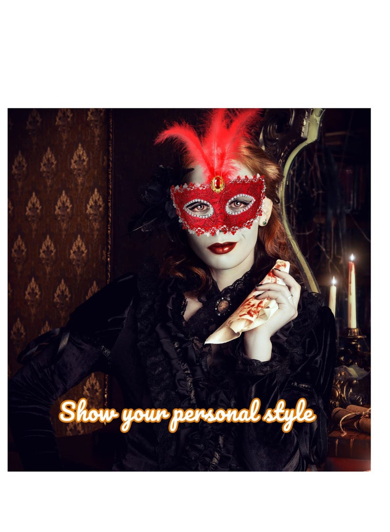 Excefore قناع تنكر للنساء، 6 قطع من قناع ماردي جراس للفتيات، قناع دانتيل ملون، قناع للنساء والفتيات لحفلات الكرنفال وحفلات التخرج - Image 5