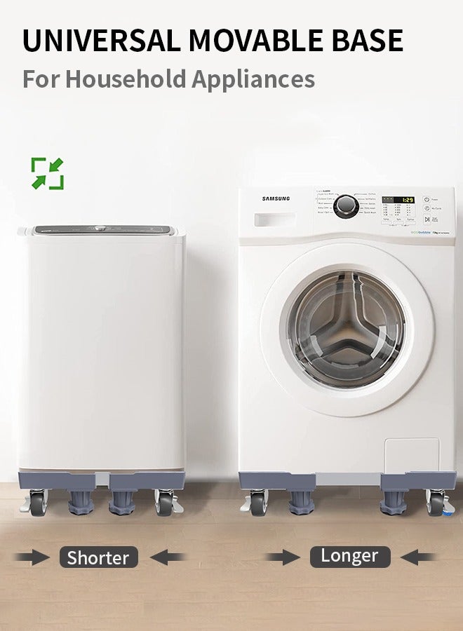 Snooe Fridge Stand Mobile Base With 4 Locking Wheels Pedestal, Adjustable Increasing Height Base 4 Strong Feet Heavy Duty Washing Machine Stand Base for Furniture Refrigerator Dryer Stand - Image 4